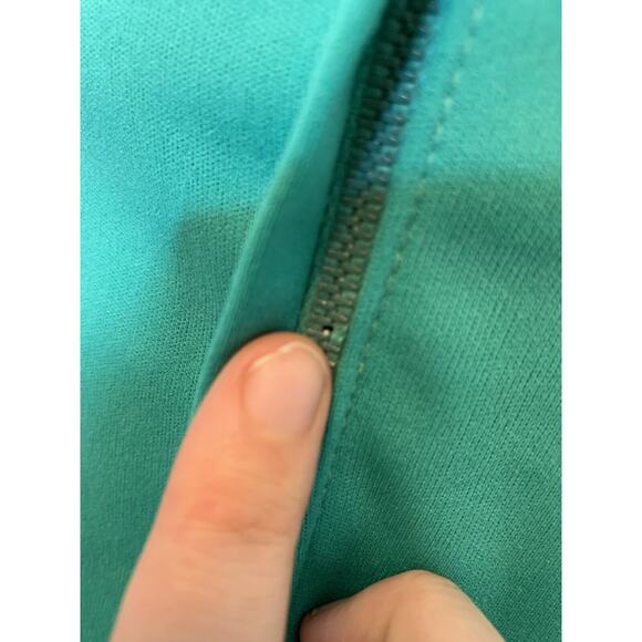 vintage 1960s 70s maxi dress emerald green long sleeve feather cuffs - Picture 5 of 9